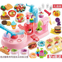 Giao nhanh-Bộ đồ chơi máy làm kem mì bánh sushi nhà máy 5 in 1 bằng đất sét nặn an toàn cao cấp