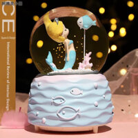 GIAO NHANH-Quà lưu niệm Quả cầu tuyết pha lê nàng tiên cá Mermaid mỹ nhân ngư có đèn và nhạc