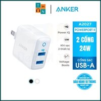 【Giao nhanh】Sạc ANKER PowerPort II 2 cổng PIQ 24w - A2027 Bảo hành 18T chính hãng