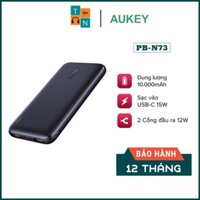 【Giao nhanh】Sạc Dự Phòng Siêu Mỏng 10.000 mAh Aukey PB-N73 Sạc Nhanh Type C 15W, 2 Cổng USB-A - Chính hãng