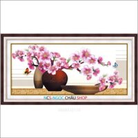 [Giaoship48] Tranh thêu chữ thập 3D Bình Hoa Quiet Khoe Sắc A1143 (90x45Cm) Chưa thêu