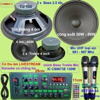 [giare] Combo loa kéo 2.5 tấc đôi CS8673E 130W Thu âm Livestream Karaoke chống hú chỉnh Bass Treble Mic nguồn xung 220V