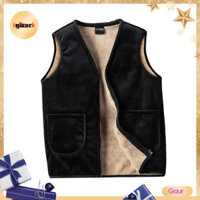 Giaurz Hàng Ngày Nam Áo Vest Nam Áo Khoác Ngoài Nam Nhung Lót Cổ Chữ V Áo Vest Không Tay Có Túi Áo Khoác Mùa Đông Ấm Áp Cho Phong Cách Đông Nam Á