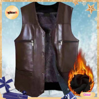 Giaurz Nam Mùa Đông Áo Vest Nam Giả Da Áo Vest Nam Mùa Đông Với Da Giả Và Lớp Lót Sang Trọng Áo Vest Không Tay Thời Trang Cho Ấm Áp Và Chống Gió Cho Trung Niên