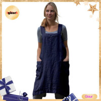 Giaurz Nữ Vải Lanh Cotton Tạp Dề Không Tay Nấu Ăn Nhà Làm Sạch Bao Da Bán Hoa Đầm