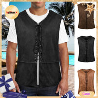 Giaurz Thời Trung Cổ Phối Áo Vest Phong Cách Phục Hưng Áo Vest Vintage Phối Ren Gothic Cho Halloween Nhập Vai Phong Cách Phục Hưng Retro Áo Khoác Không Tay Thiết Kế Cổ Chữ V Màu Trơn