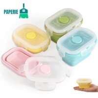 Giấy 4 Hộp Đựng Thực Phẩm Tươi, Hộp Đựng Thực Phẩm Silicon Kín 150ml, Đa Năng Có Nắp Chống Rò Rỉ Xếp Chồng Tủ Lạnh Đi Bộ Đường Dài