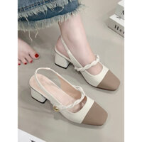 Giày 5 phân hở gót bít mũi quai ngang xoắn gắn hạt TL285