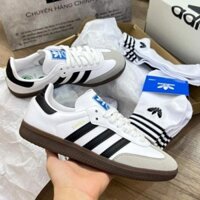 Giày _Adidas Samba Classic White Nam Nữ Buộc Dây, Giày Samba Đế Nâu Mẫu Hottrend Đủ Size Nam Nữ