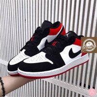 Giầy Air Jordan 1 Black Toe thấp cổ (low) cổ thấp đỏ trắng thời trang nam, nữ thể thao   [CHUANHOT HIT ]