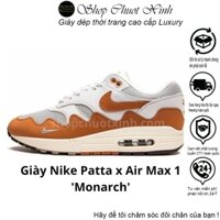 Giày Air Max 1 Monarch patta  xám cam ban trung full phụ kiện túi hộp box bv đủ size nam nữ shopchuotxinh