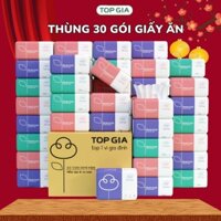 Giấy ăn đa năng Top Gia Thùng 30 gói rút 3 màu Top Gia cao cấp, mềm mịn, an toàn