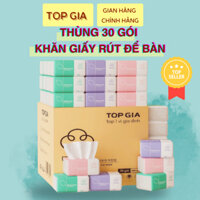 Giấy ăn đa năng Top Gia Thùng 30 gói rút 3 màu 4 lớp cao cấp, mềm mịn, an toàn Chính Hãng