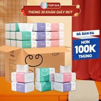 Giấy ăn, khăn giấy TopGia siêu cute và siêu dai mềm mịn, kích thước tờ giấy 115x163mm giấy ăn thùng 30 gói