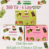 Giấy Ăn Lụa Trắng Cao Cấp Dày 4 Lớp 360 Tờ TEDDY BEAR ESSENTIAL SOFTNESS Dai Hơn Dày Hơn