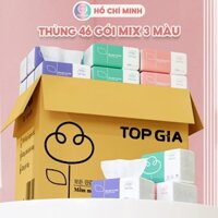 Giấy ăn rút Top Gia thùng 46 gói 3 màu 4 lớp cao cấp tiện lợi