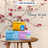 Giấy Ăn Thanh Hà 30 gói, 4 lớp 300 tờ, giấy khăn ăn, giấy rút , khăn giấy