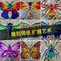 Giấy bạc vẽ màu bạc cho học sinh mẫu giáo, lớp nghệ thuật, vẽ tranh giấy bạc, làm máy thể thao, người đàn ông nhỏ bằng giấy nhôm