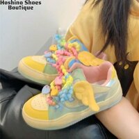 Giày bánh mì màu tình yêu dành cho nữ Dopamine Giày trượt patin thông thường dành cho học sinh