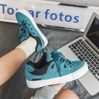 Giày Bánh Mì Màu Xanh Hồ Da Lộn Giày Vải Retro Unisex Thời Trang Đa Năng Giày Sneaker Thoải Mái