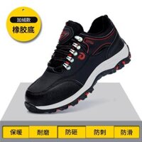 Giày bảo hiểm lao động nam mùa đông ánh sáng chống ozteed túi thép chống ve chống gai mặc lạnh ấm cảnh báo cũ cộng với nhung