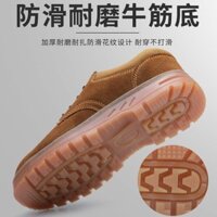 Giày bảo hiểm lao động Nam mũi thép Chống va đập Chống đâm thủng Nhẹ thoáng khí Da bò bò Dây buộc thịt bò mặc đế @250304