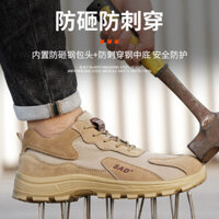 Giày bảo hộ lao động Giày mũi thép nhẹ chống đâm xuyên chống va đập thoáng khí mùa hè cho nam Giày công sở an toàn đế đặc chịu mài mòn DDFE