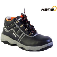 Giày bảo hộ nam/ nữ Hans HS55-002, màu đen, da tự nhiên, chống va đập, đế lót chống đâm xuyên A34