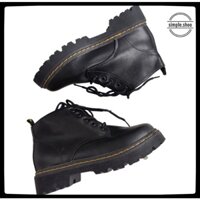 Giày Basic boots đen cổ lửng full da bò đế 3.5cm