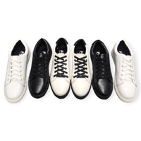 Giày bata nam 2 màu trắng đen đế bằng đã khâu chắc chắn (BT02)