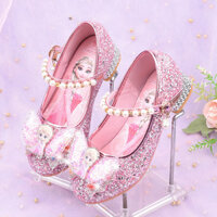 Giày Bé Gái Da Pha Lê Mới Frozen Elsa Giày Công Chúa Giày Cao Gót Trẻ Em