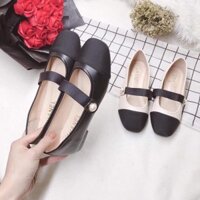 Giày Bệt Búp Bê Đai Chun Ngang Gắn Ngọc (Khâu đế đẹp) .