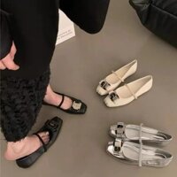 Giày Bệt Búp Bê phiên bản Nơ ba màu Trắng - Đen - Bạc bánh bèo siêu xinh [New 2024]