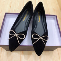 Giày bệt búp bê phối nơ nhỏ đính đá lên chân siêu sang siêu êm mềm(hình thật)