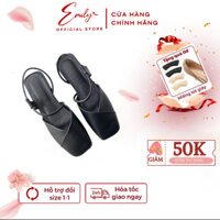 Giày Bệt EMILY Giày Sandal Hở Gót Slingback Đế 3p Mũi Vuông Phối Vạt chéo Dáng Basic - ETG15M