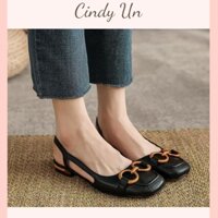 Giày bệt hở gót da Cindy Un