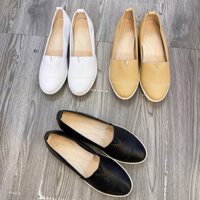 Giày Bệt Lười Da Thật Siêu Êm Đế Cao 2p,2cm