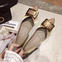 Giày bệt mũi nhọn da nhũ