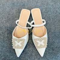 Giày bệt mũi nhọn đính đá sang trọng PVN291