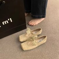Giày bệt mũi vuông nữ xỏ ngón thắt nơ
