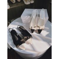 Giày Bệt Nơ Đế Dẻo Hở Gót 2 Màu C12 Mũi Nhọn