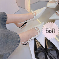 Giày bệt nơ sandal hở gót đế dẻo mũi nhọn fom chuẩn đính nơ xinh cho nàng mã 07