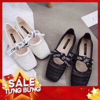 Giày Bệt Nữ 2 Màu Đen Trắng Thời Trang