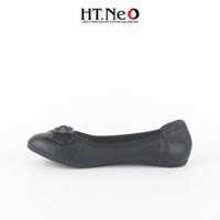 Giày bệt nữ HT.NEO Da thật mềm mại, chun viền ôm chân, nơ xinh, đế cao su êm chân NU100