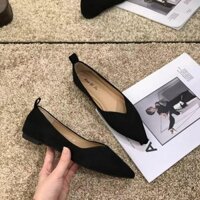 giày bệt nữ mũi nhọn da lộn, giày búp bê Hang Quang Chau