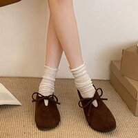 Giày Bệt Nữ  Nhẹ Thời Trang Màu Nâu Thắt Nơ - CT68