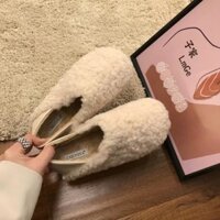 Giày bệt nữ thời trang Hàn Quốc Giày lười một chân Da Lộn Mũi Tròn Size 35-40