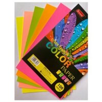 Giấy bìa màu A4 dạ quang Pgrand ( xấp 100 tờ)