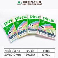 Giấy Bìa Màu A4 Pinus Định Lượng 160g/m2 - 100 Tờ/Tập