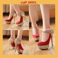 Giày bít đúp mũi cao gót vá kim tuyến xinh xắn TT58